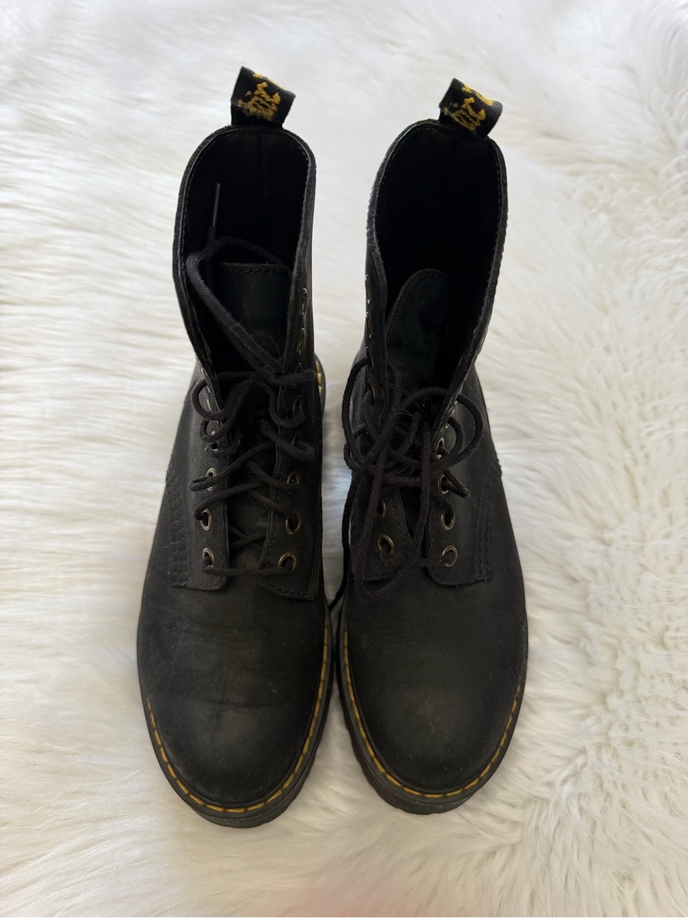 Dr. Martens Shriver Hi Black Suede Lace-Up Combat Boots Sz 5